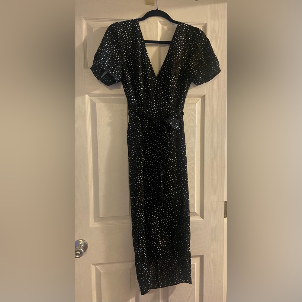 Ajoy Polka Dot Short Sleeve Midi Wrap Dress Size 8 (Perfect Condition)